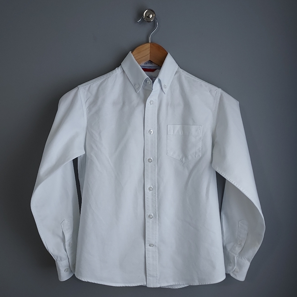 IZOD, boy's white size 10/12 button down shirt